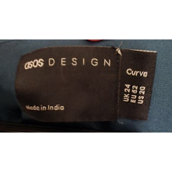 Asos Design Dress Curve Lace Insert Pleated Midi Dress Size 20 Embroidered Green - Picture 7 of 12